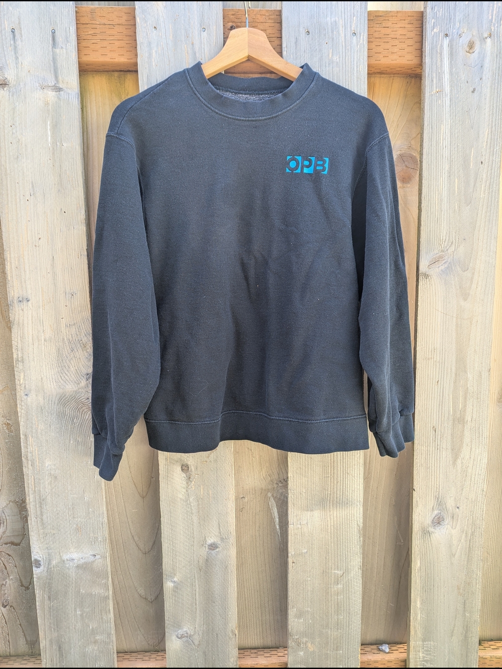 Fruit of the Loom Black Crewneck Sweatshirt with Teal OPB Chest Logo